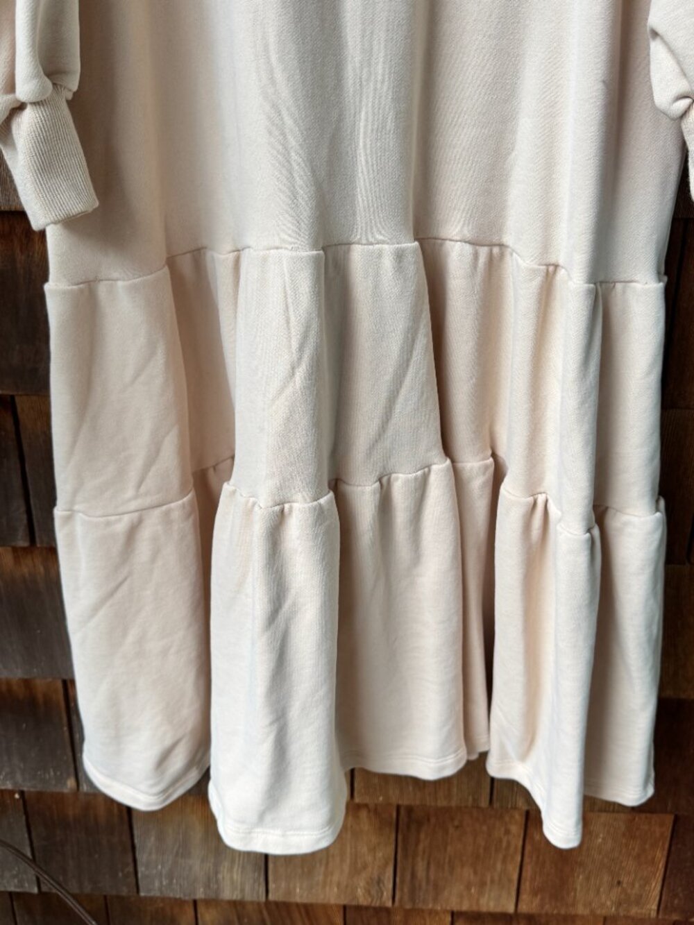NAP Loungewear Cream Long Sleeve Cotton Tiered Sweatshirt Dress in Women's Large - Picture 7 of 14